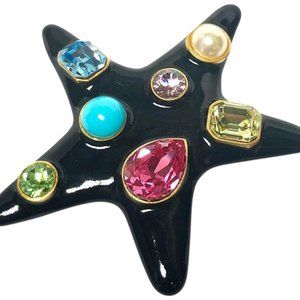 KENNETH JAY LANE, BLACK ENAMEL PASTEL CRYS…